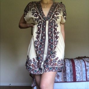 Angie purple beige paisley patterned short dress